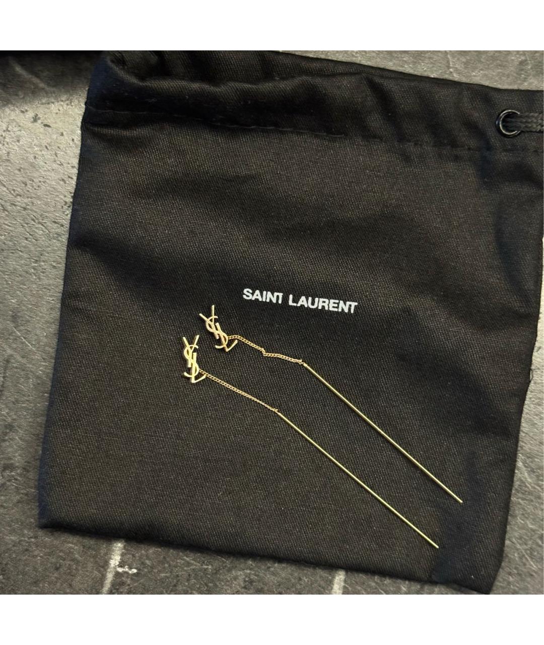 SAINT LAURENT Золотые латунные серьги, фото 5