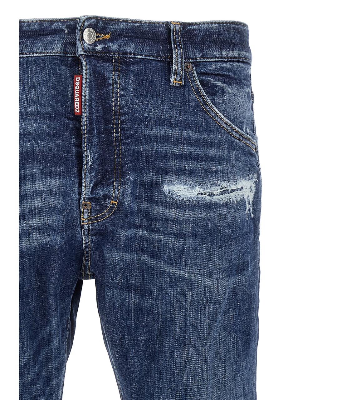 DSQUARED2 Синие хлопковые прямые джинсы, фото 3