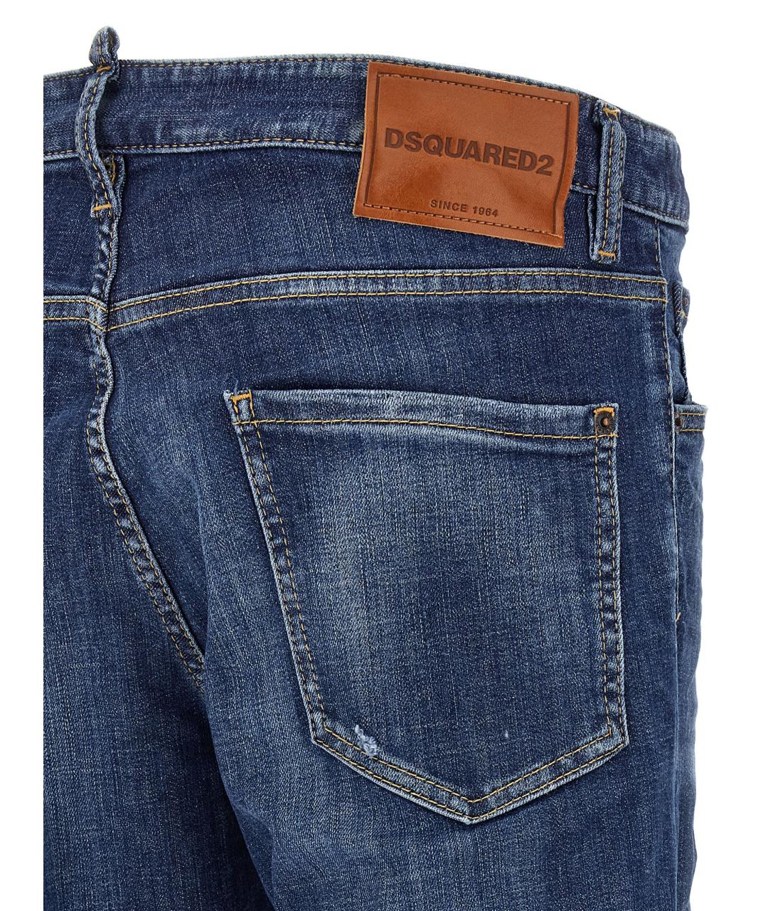 DSQUARED2 Синие хлопковые прямые джинсы, фото 4