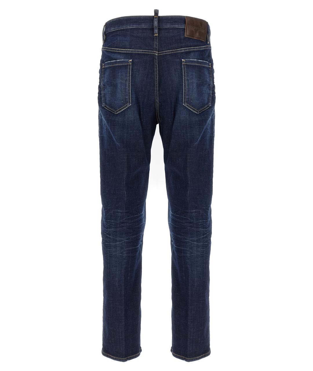 DSQUARED2 Синие хлопковые прямые джинсы, фото 2