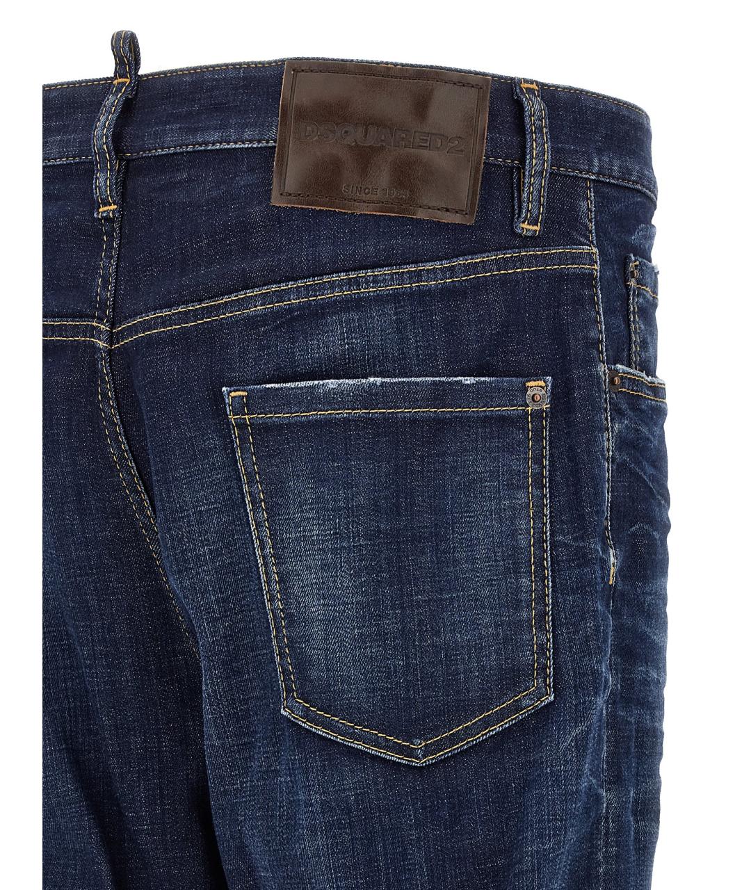 DSQUARED2 Синие хлопковые прямые джинсы, фото 4