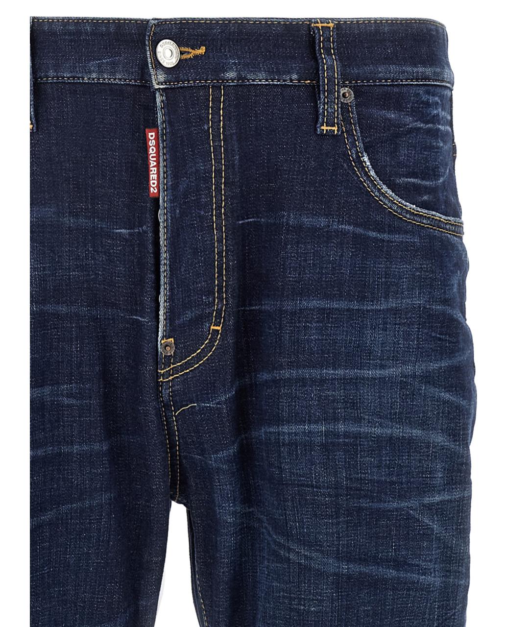 DSQUARED2 Синие хлопковые прямые джинсы, фото 3