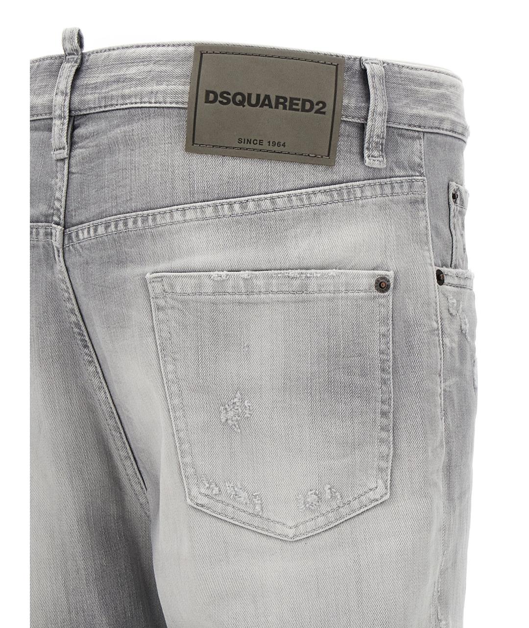 DSQUARED2 Серые хлопковые прямые джинсы, фото 4