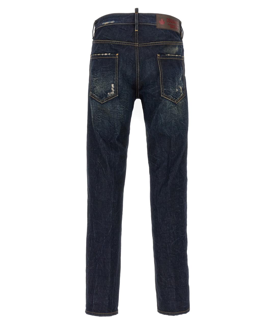 DSQUARED2 Синие хлопковые прямые джинсы, фото 2