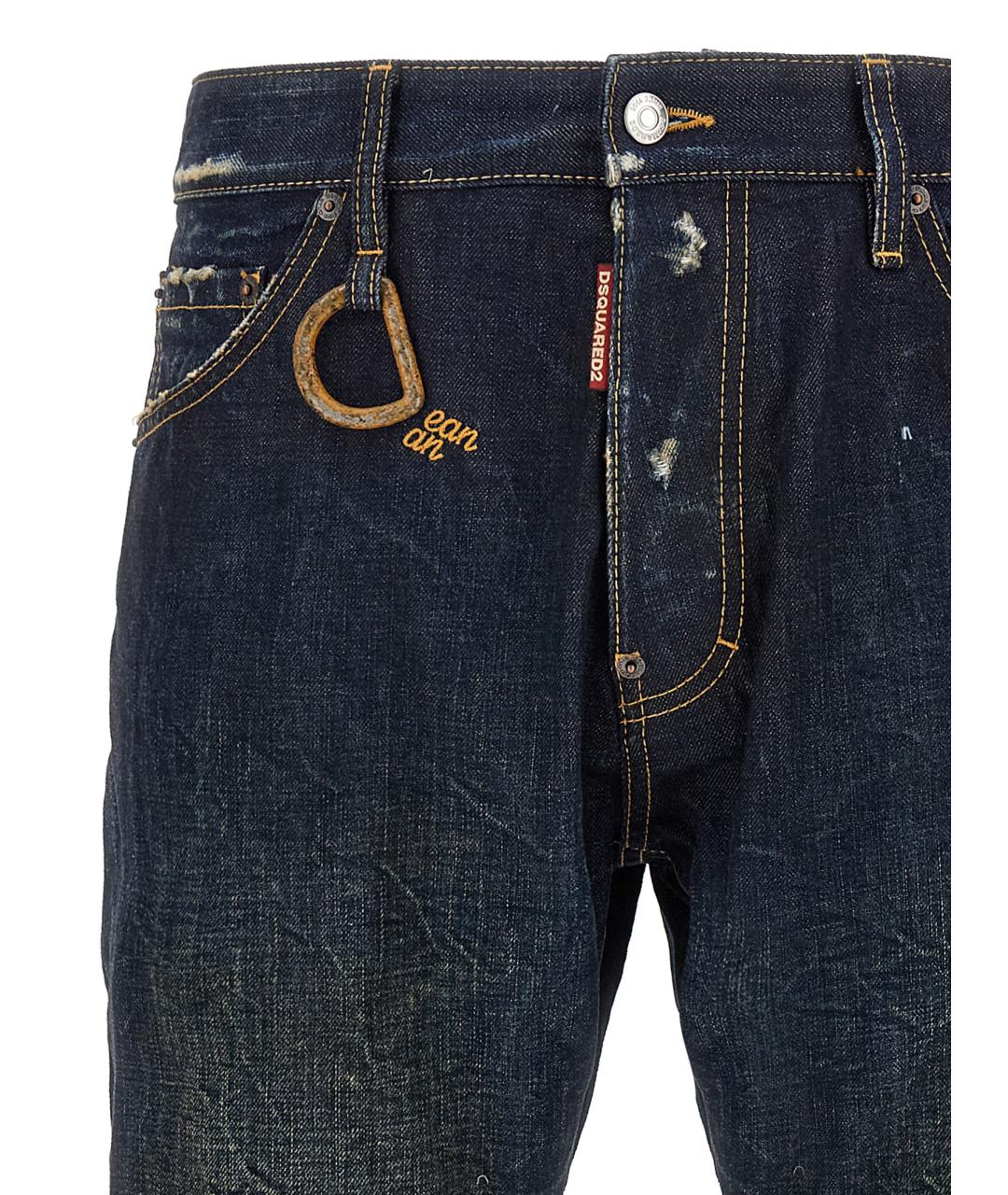 DSQUARED2 Синие хлопковые прямые джинсы, фото 3