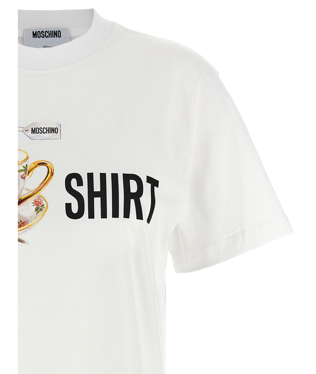 MOSCHINO Белая хлопковая футболка, фото 3