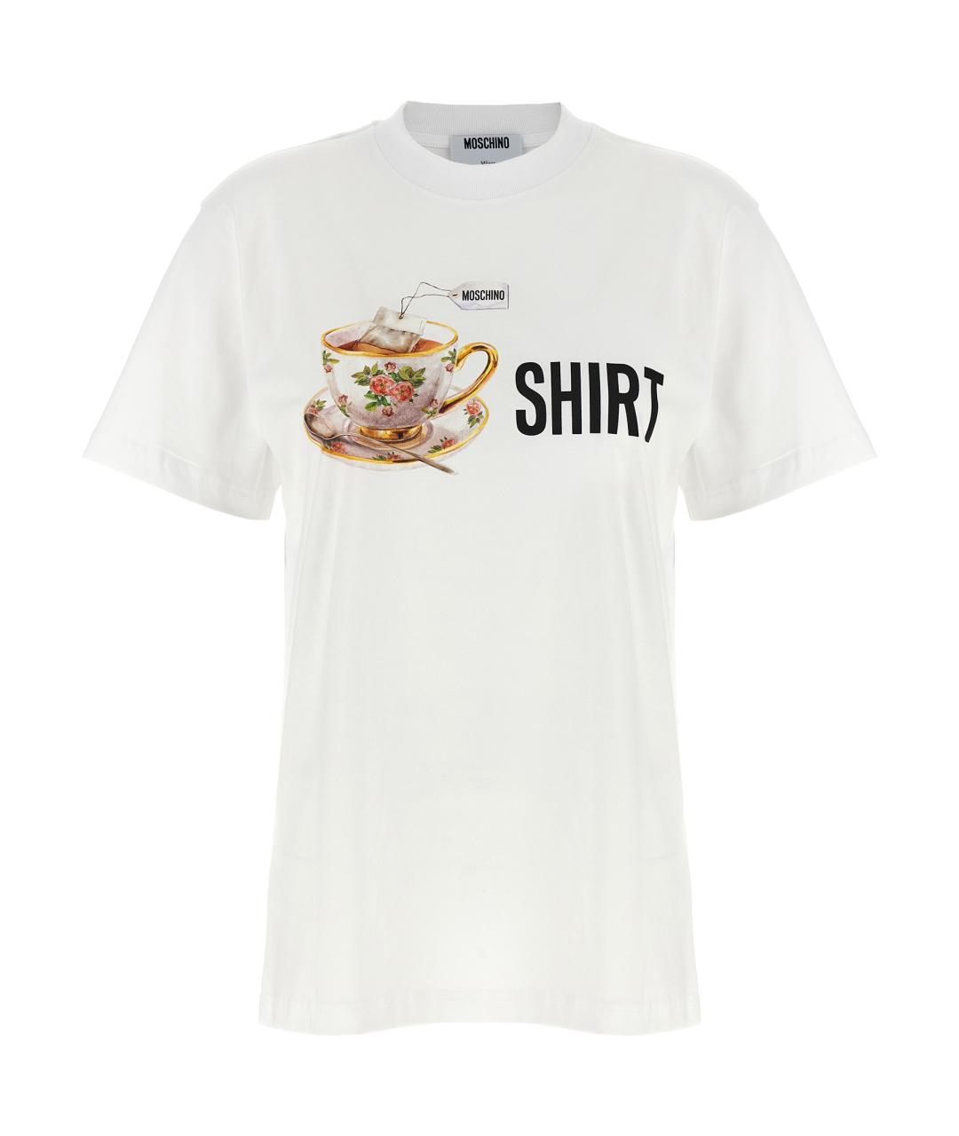 MOSCHINO Белая хлопковая футболка, фото 1