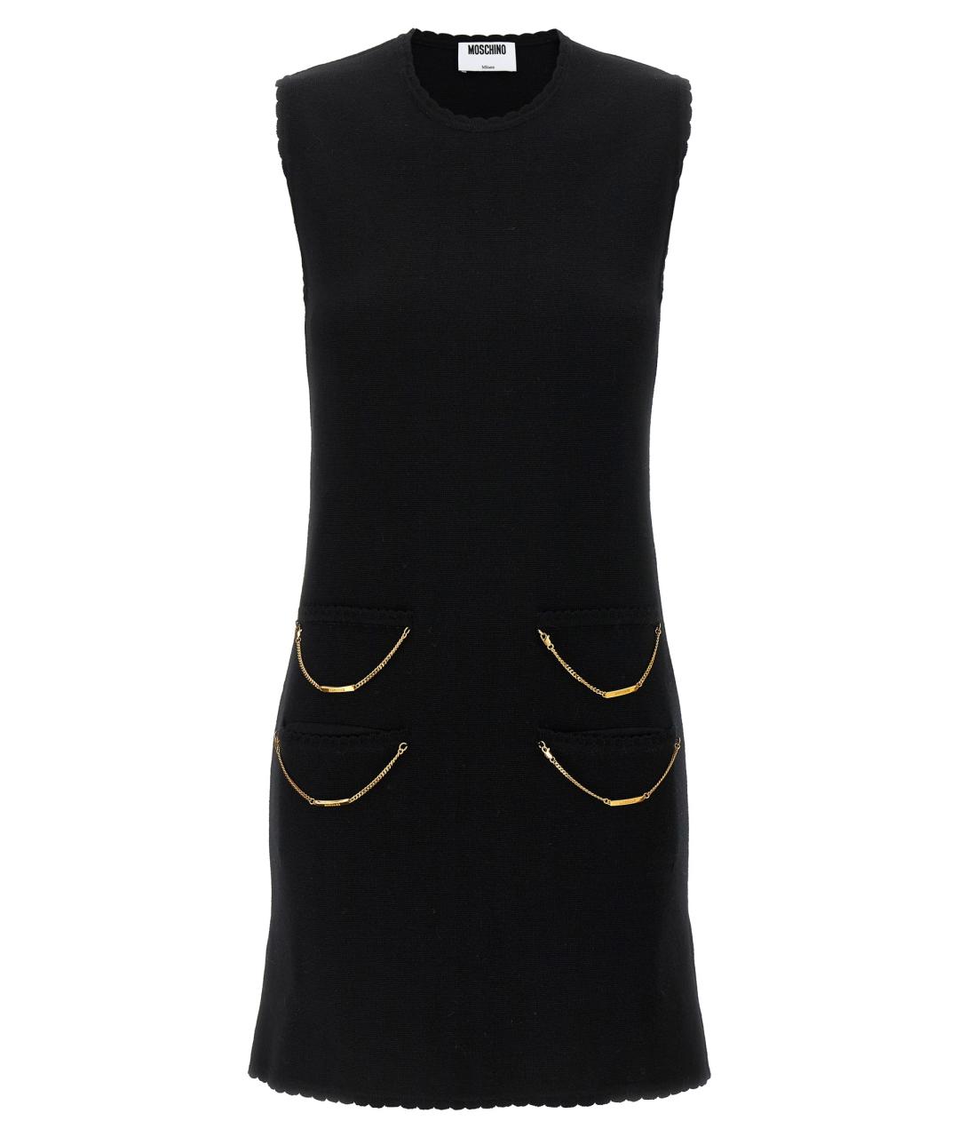 MOSCHINO Черное шерстяное повседневное платье, фото 1