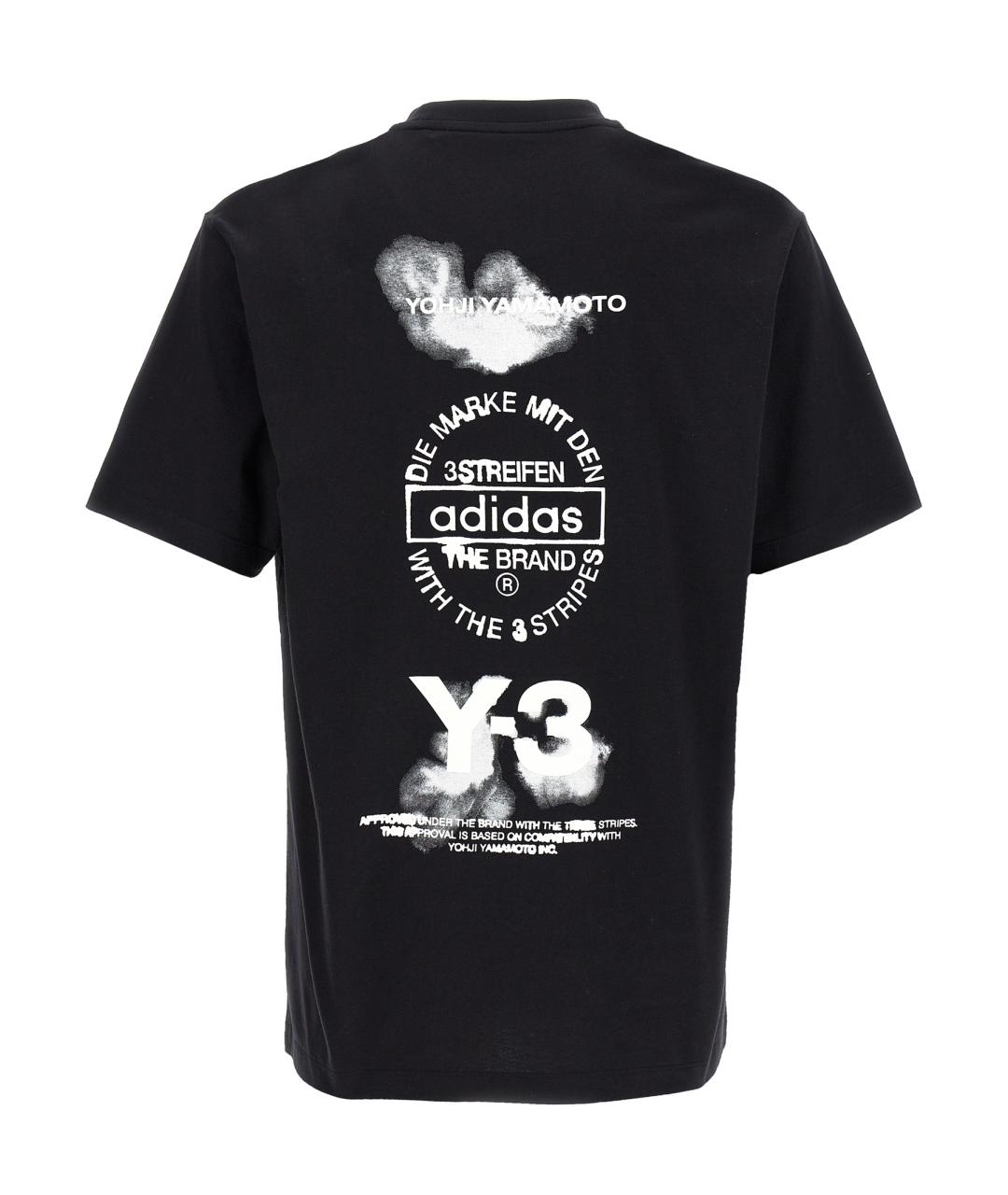 Y-3 Черная хлопковая футболка, фото 2