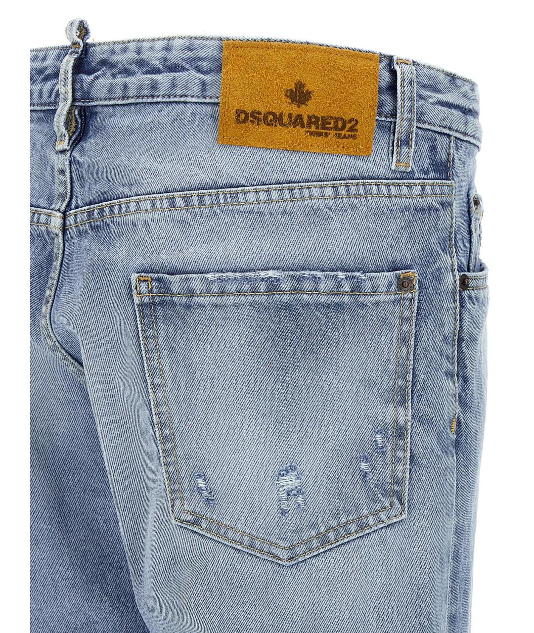 DSQUARED2 Голубые хлопковые прямые джинсы, фото 4