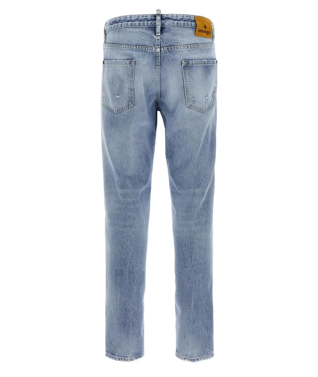 DSQUARED2 Голубые хлопковые прямые джинсы, фото 2