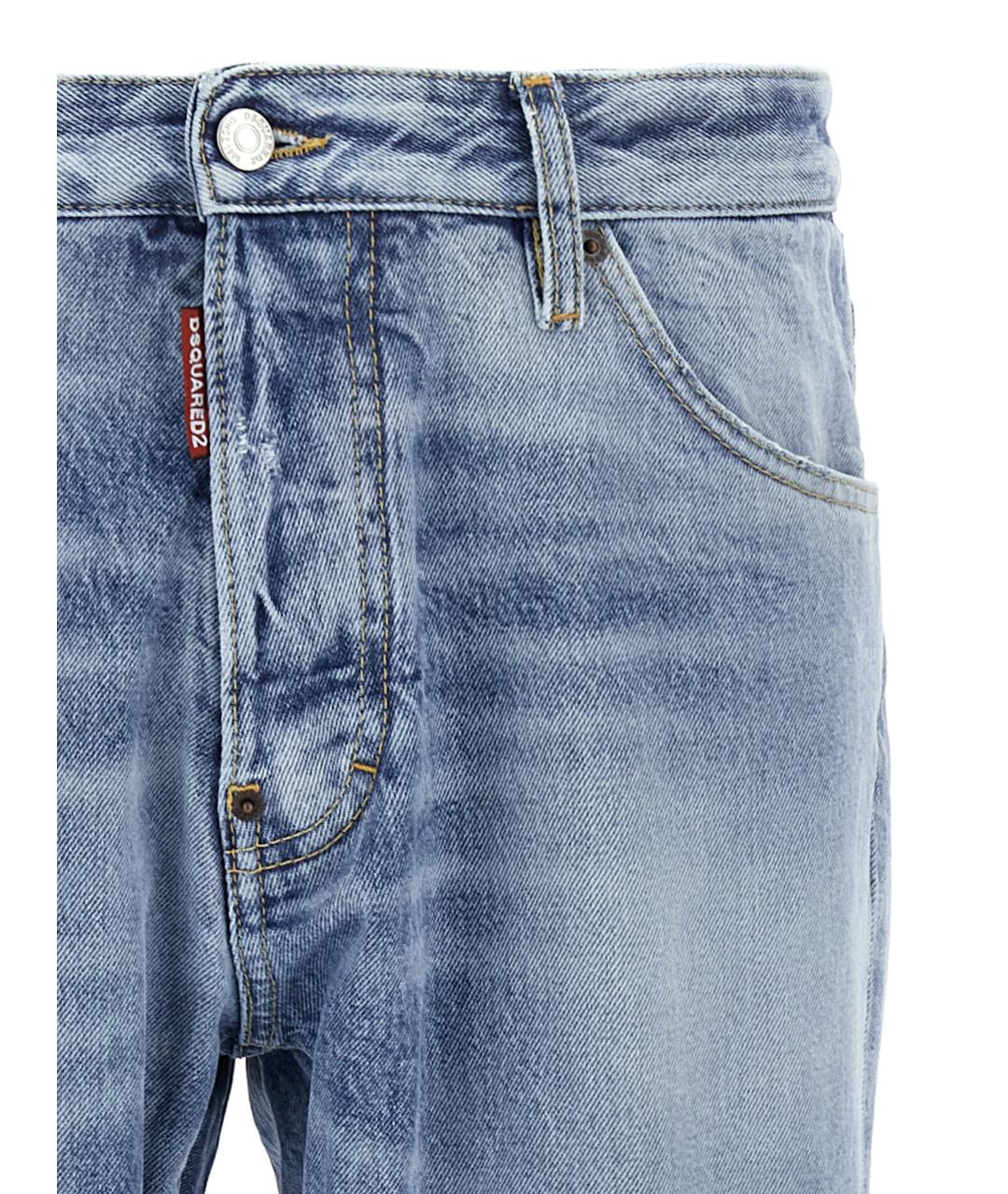 DSQUARED2 Голубые хлопковые прямые джинсы, фото 3