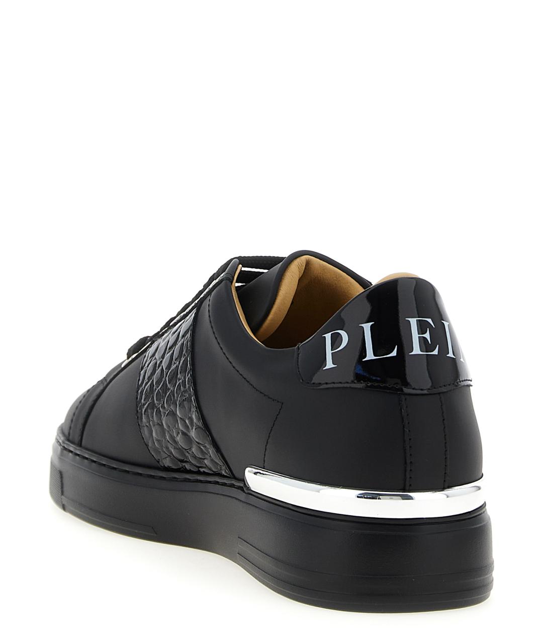 PHILIPP PLEIN Черные кожаные низкие кроссовки / кеды, фото 3
