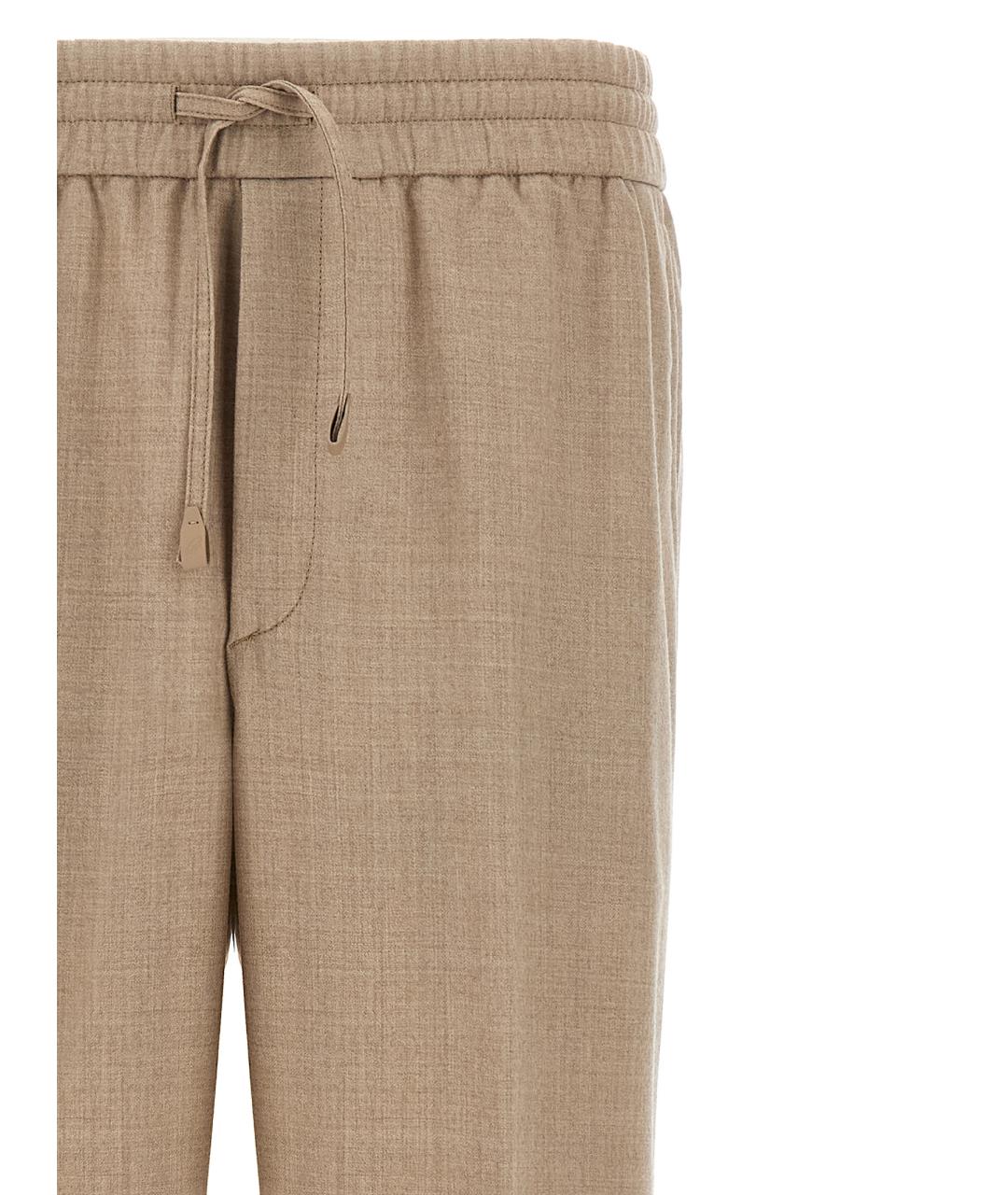 BRIONI Бежевые шерстяные повседневные брюки, фото 3