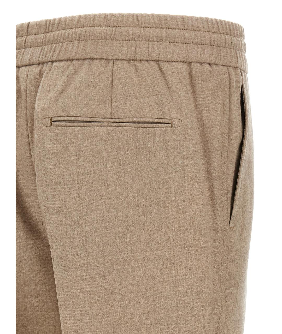 BRIONI Бежевые шерстяные повседневные брюки, фото 4