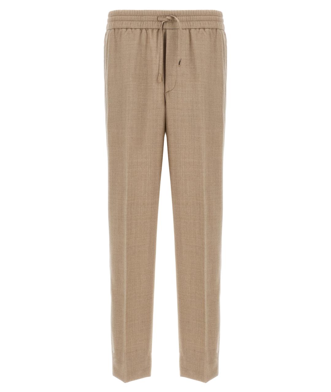 BRIONI Бежевые шерстяные повседневные брюки, фото 1