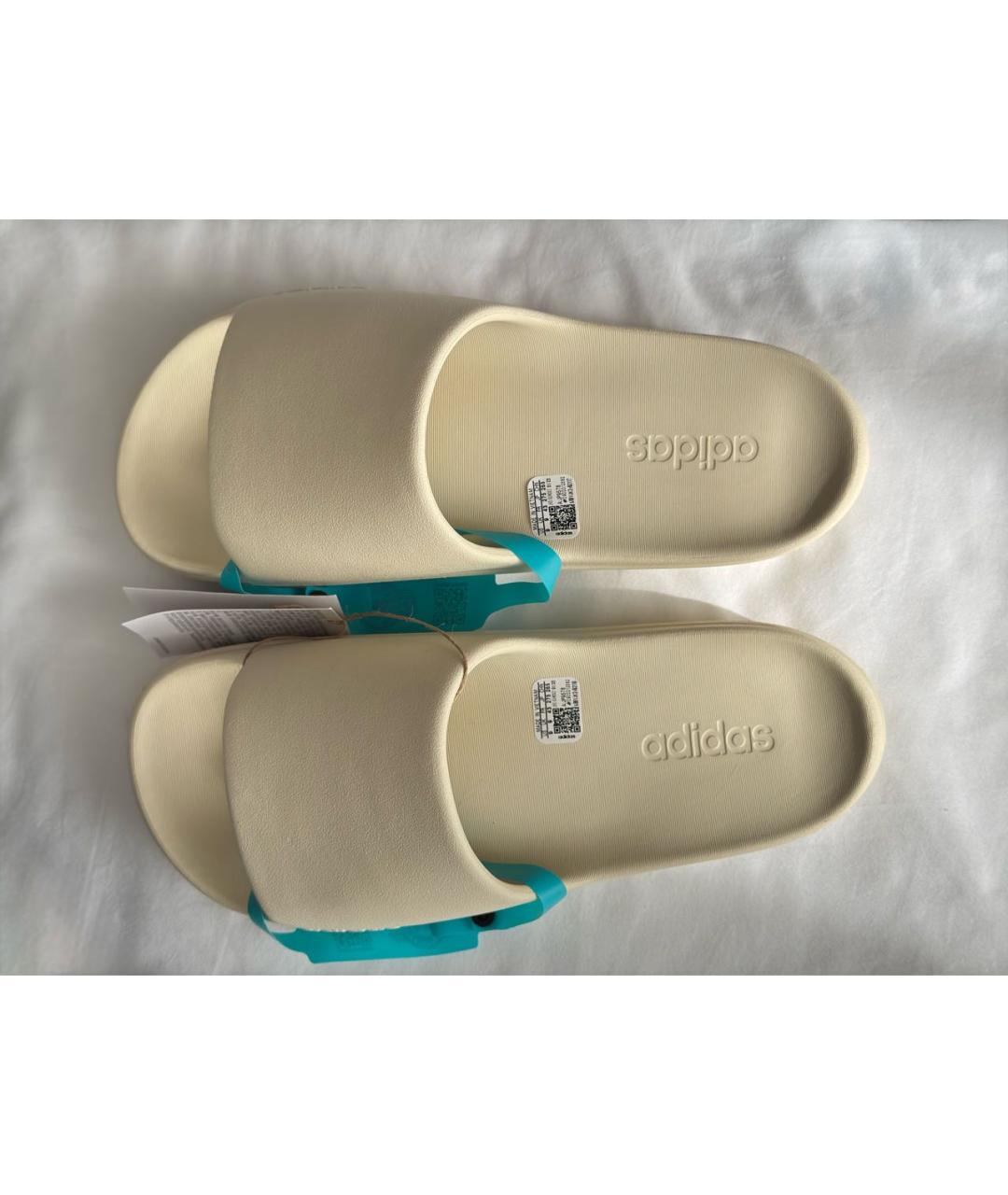 ADIDAS Бежевые резиновые шлепанцы, фото 3