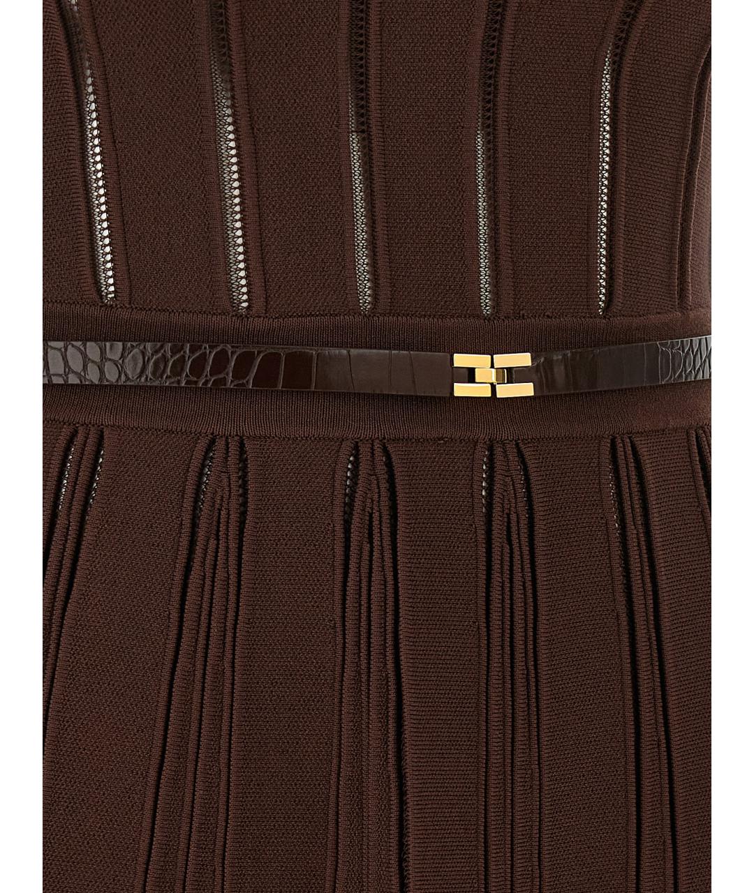 ELISABETTA FRANCHI Коричневое вискозное повседневное платье, фото 4