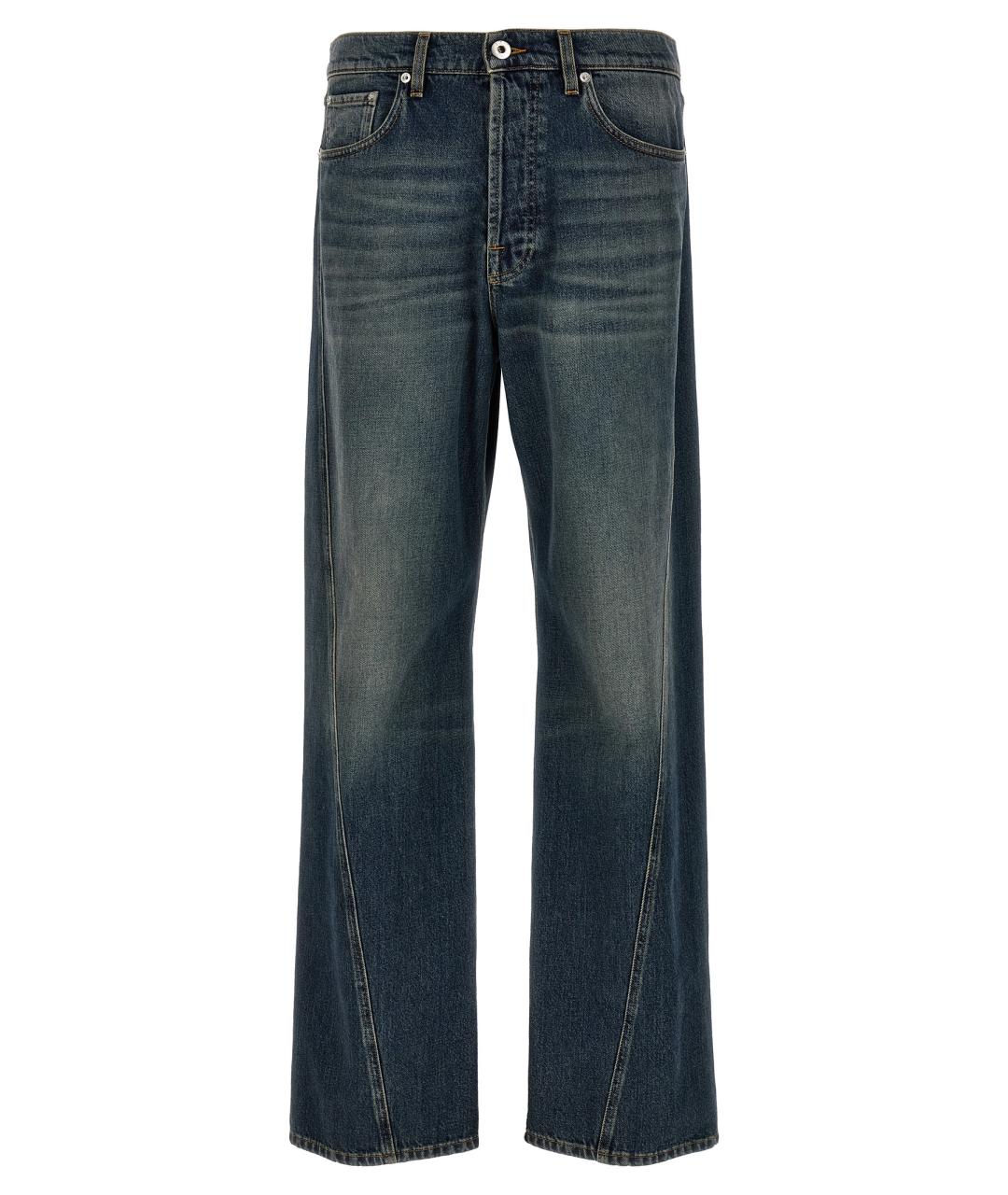 LANVIN Темно-синие хлопковые прямые джинсы, фото 1