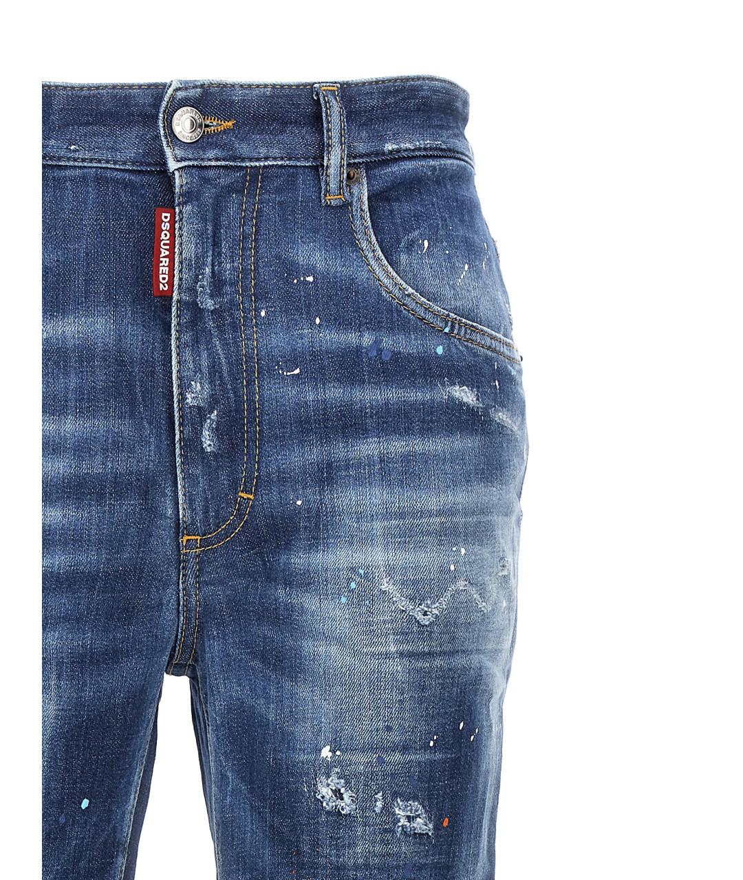 DSQUARED2 Синие хлопковые прямые джинсы, фото 3