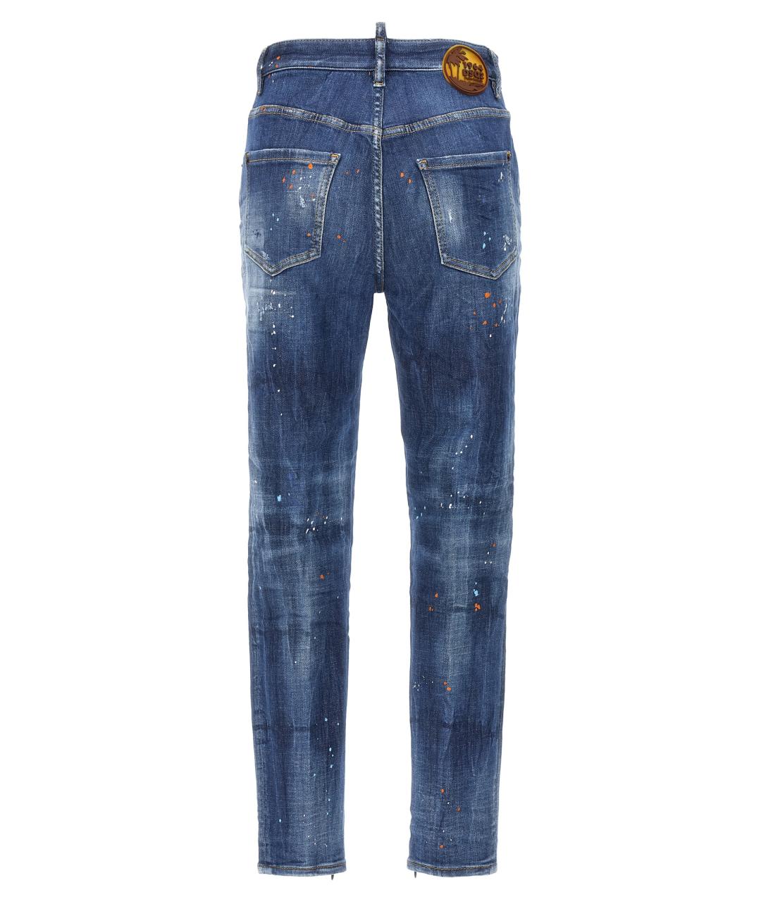 DSQUARED2 Синие хлопковые прямые джинсы, фото 2