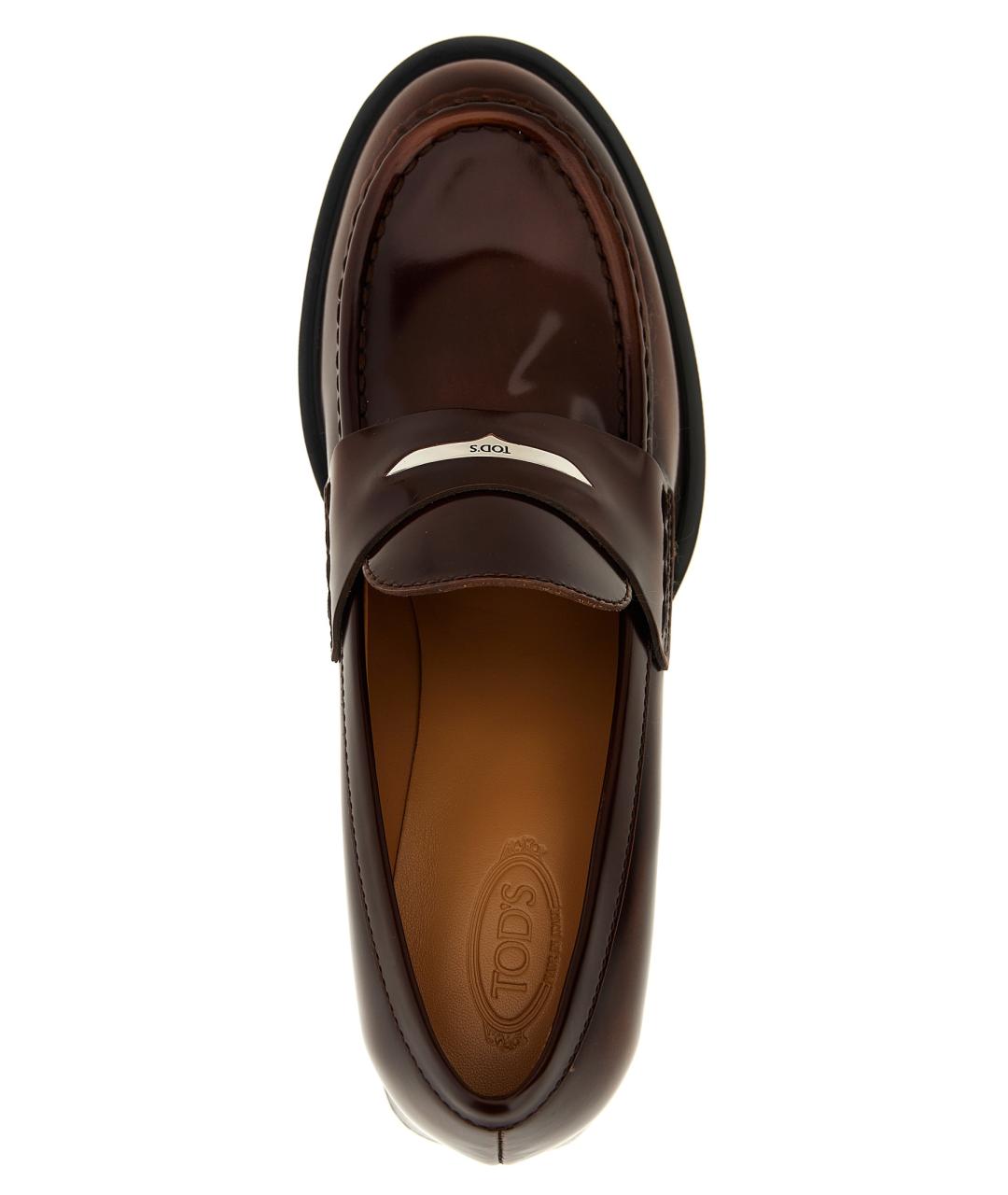 TOD'S Коричневые кожаные лоферы, фото 4