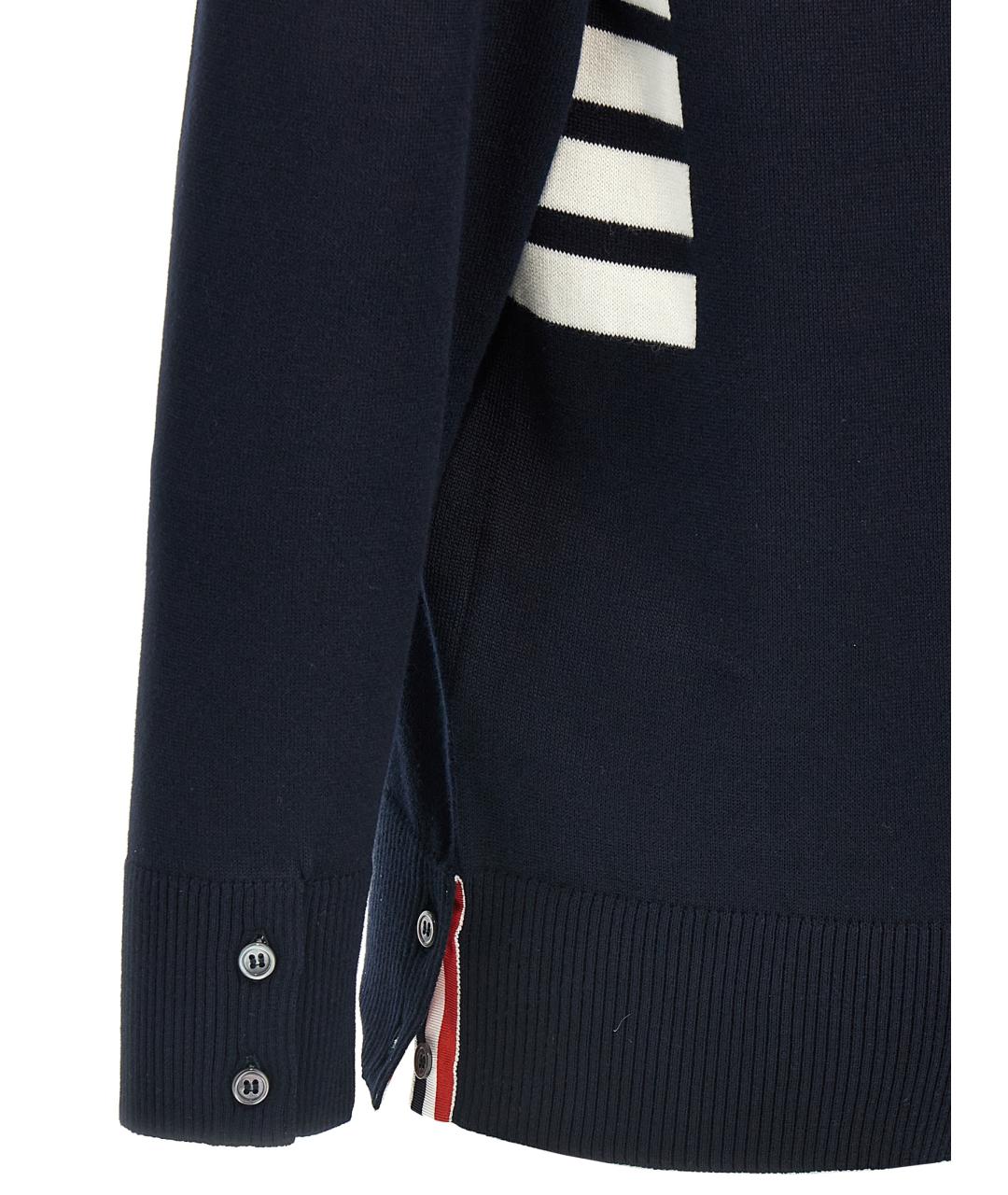 THOM BROWNE Синий хлопковый кардиган, фото 4