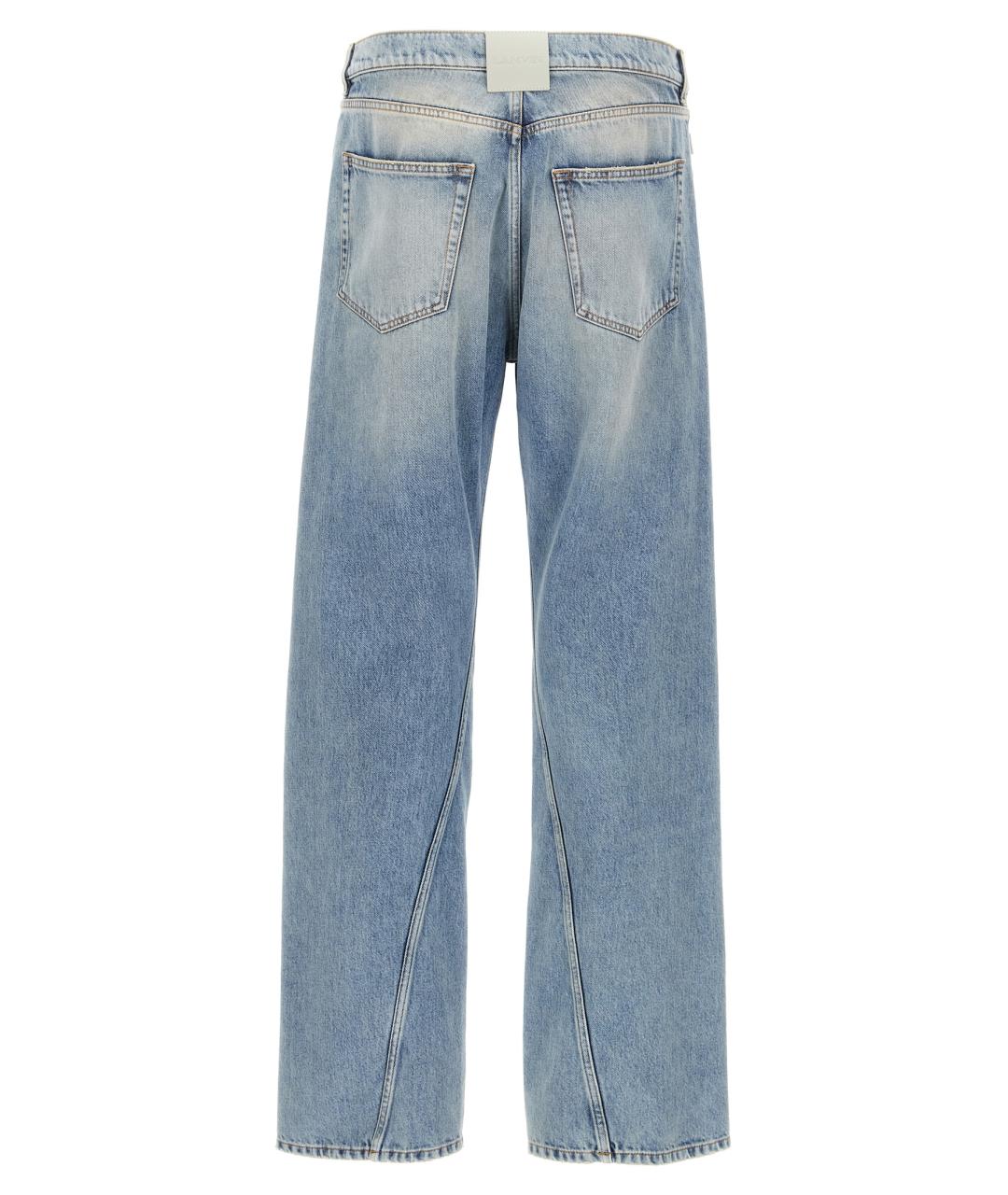 LANVIN Голубые хлопковые прямые джинсы, фото 2