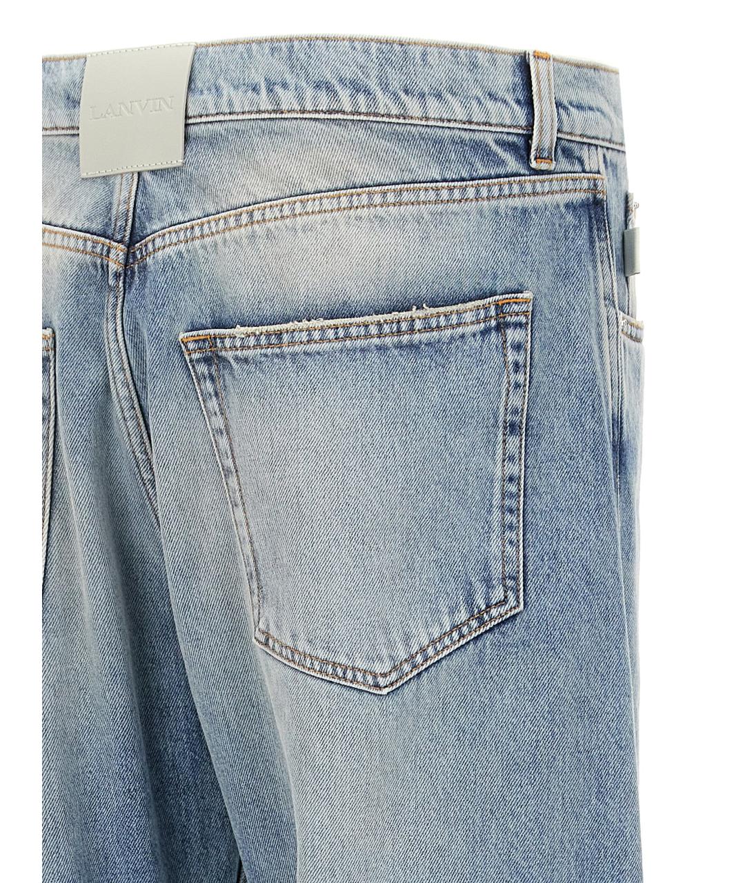 LANVIN Голубые хлопковые прямые джинсы, фото 4