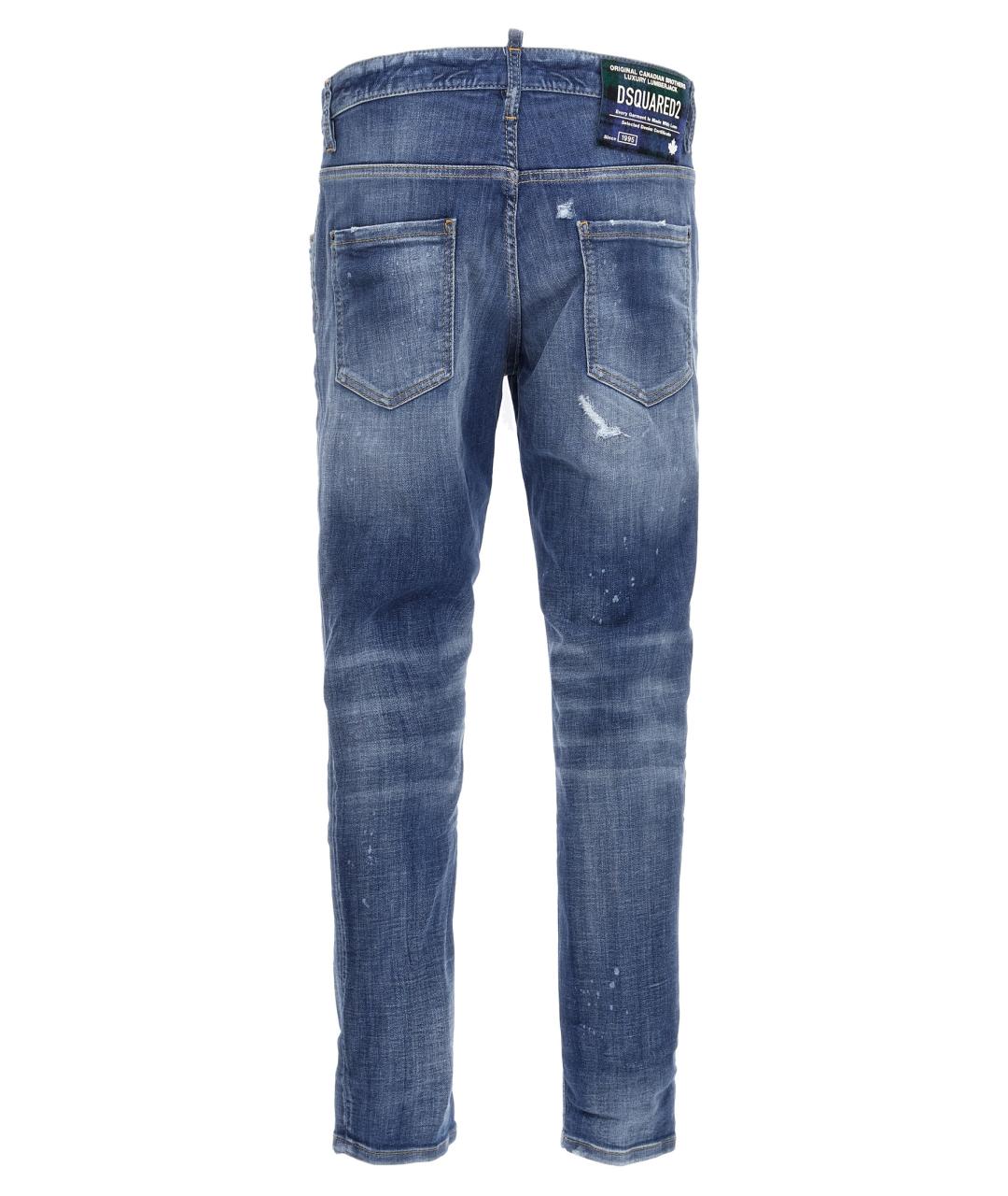 DSQUARED2 Синие хлопковые прямые джинсы, фото 2