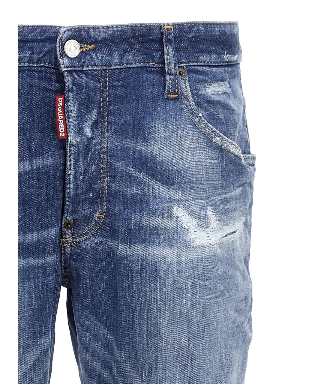 DSQUARED2 Синие хлопковые прямые джинсы, фото 3