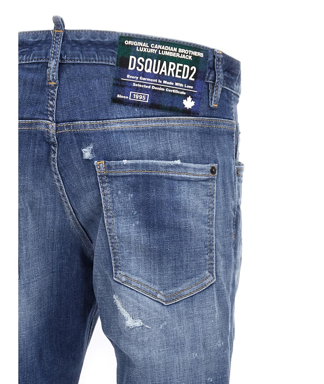 DSQUARED2 Синие хлопковые прямые джинсы, фото 4