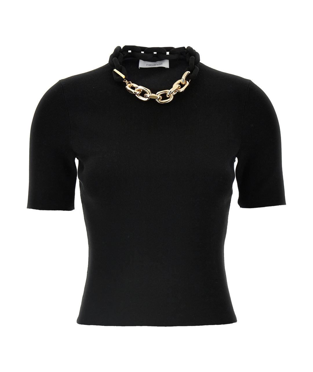 PACO RABANNE Черная хлопковая футболка, фото 1