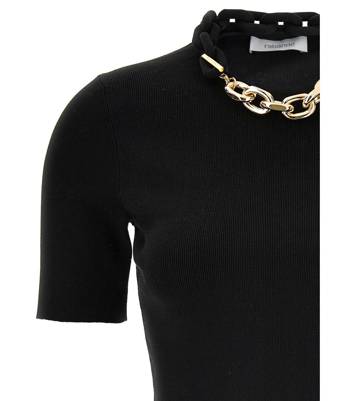 PACO RABANNE Черная хлопковая футболка, фото 3