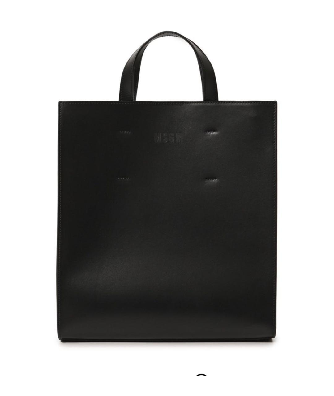 MSGM Черная кожаная сумка тоут, фото 6