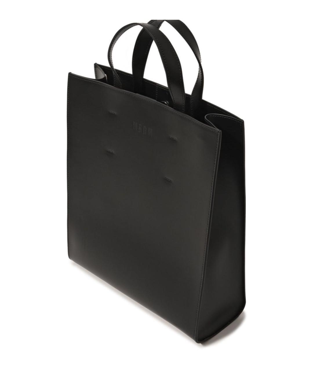 MSGM Черная кожаная сумка тоут, фото 2