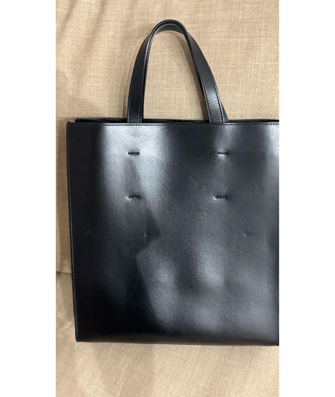 MSGM Черная кожаная сумка тоут, фото 5