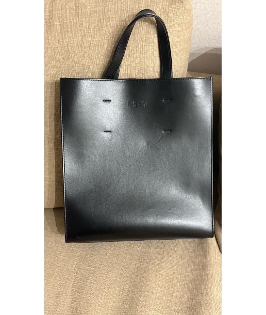 MSGM Черная кожаная сумка тоут, фото 3