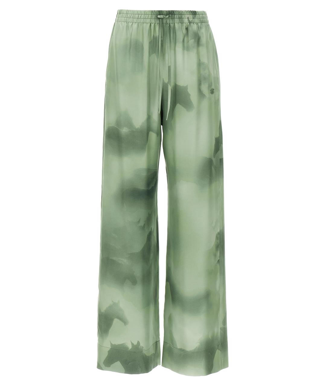 STELLA MCCARTNEY Зеленые шелковые прямые брюки, фото 1