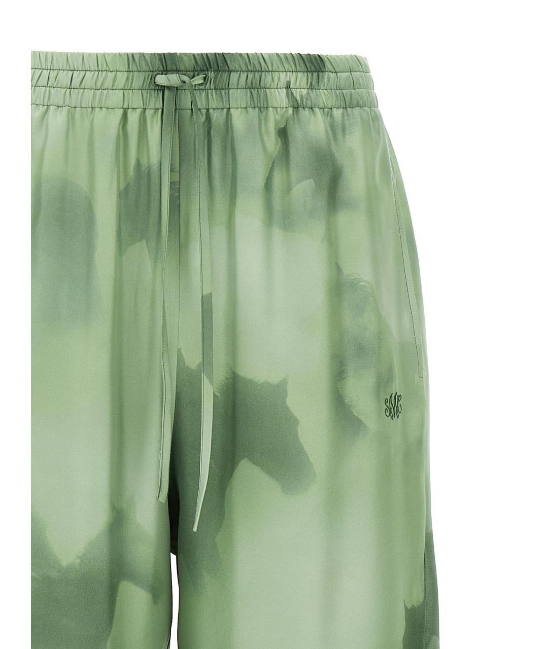 STELLA MCCARTNEY Зеленые шелковые прямые брюки, фото 3
