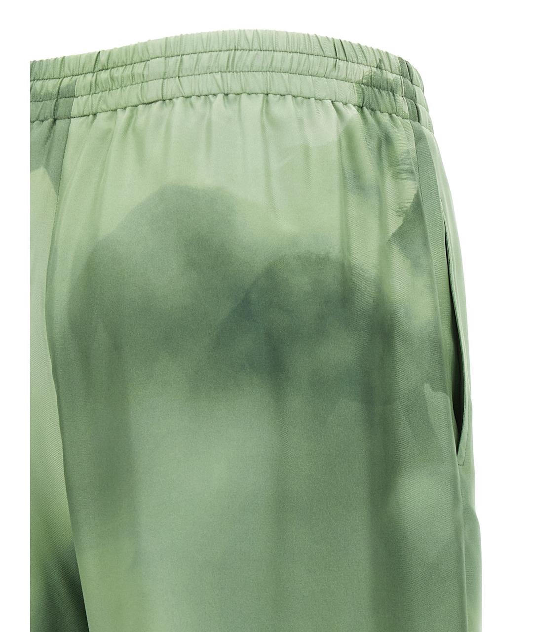 STELLA MCCARTNEY Зеленые шелковые прямые брюки, фото 4
