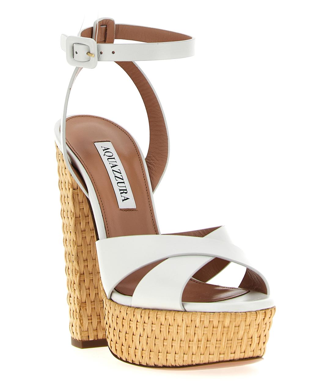 AQUAZZURA Белые кожаные босоножки, фото 2