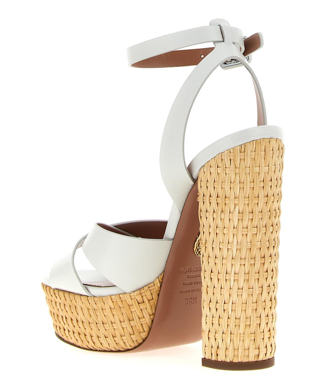 AQUAZZURA Белые кожаные босоножки, фото 3