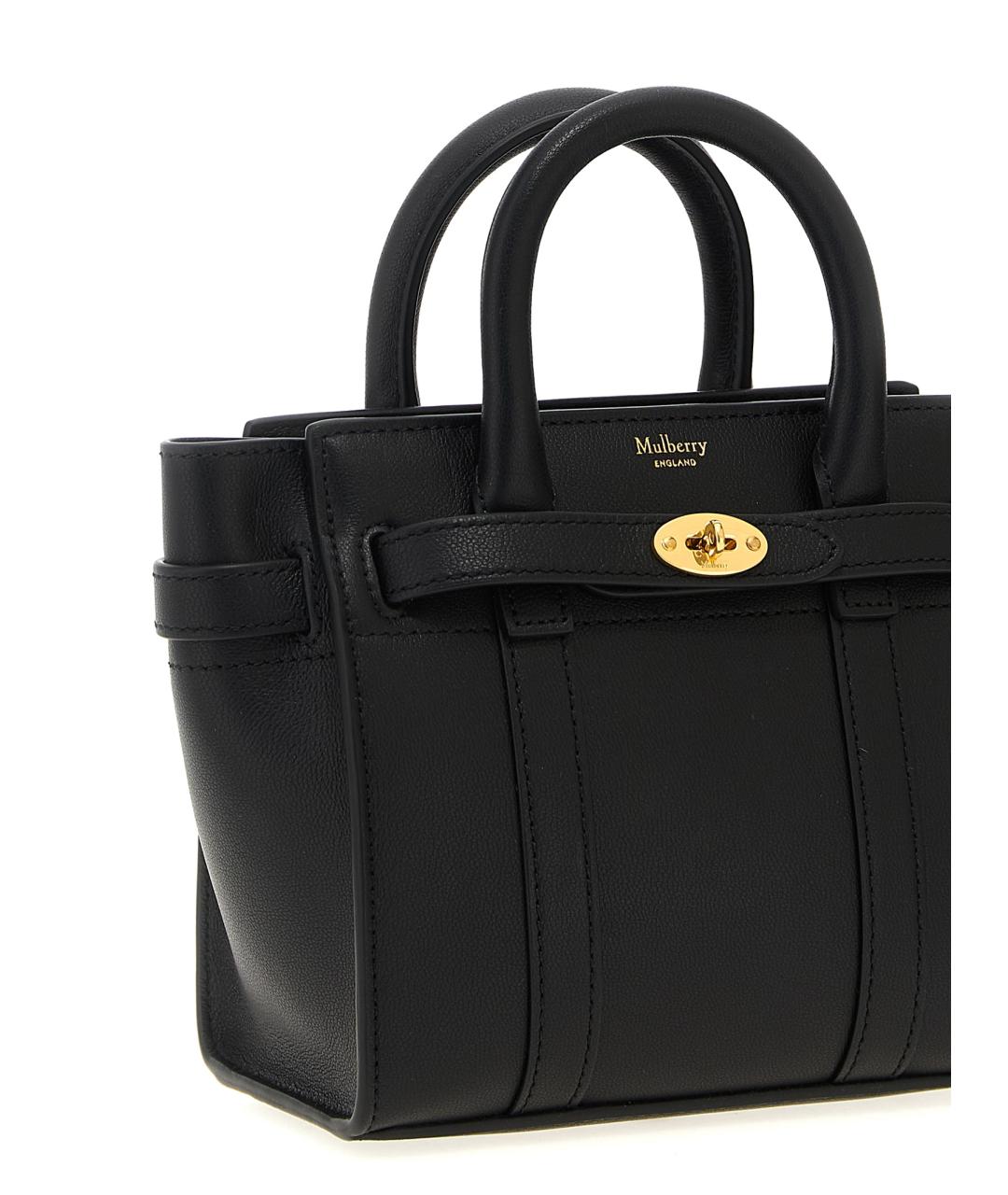 MULBERRY Черная кожаная сумка тоут, фото 3