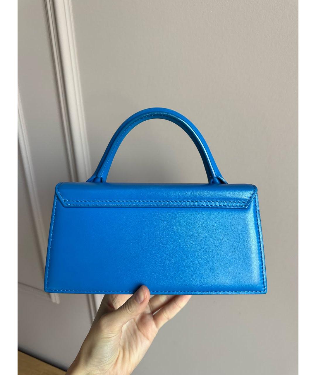 JACQUEMUS Синяя кожаная сумка с короткими ручками, фото 3