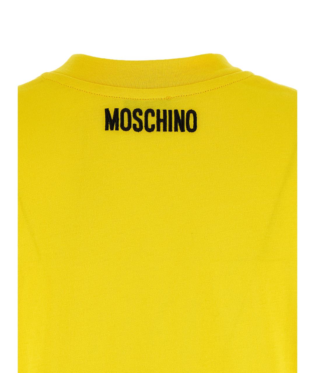MOSCHINO Желтая хлопковая футболка, фото 4