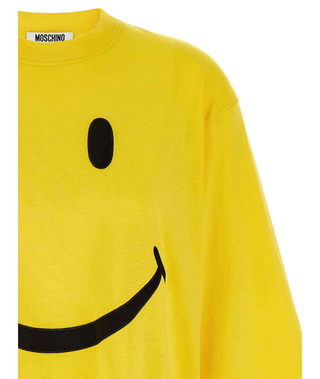 MOSCHINO Желтая хлопковая футболка, фото 3