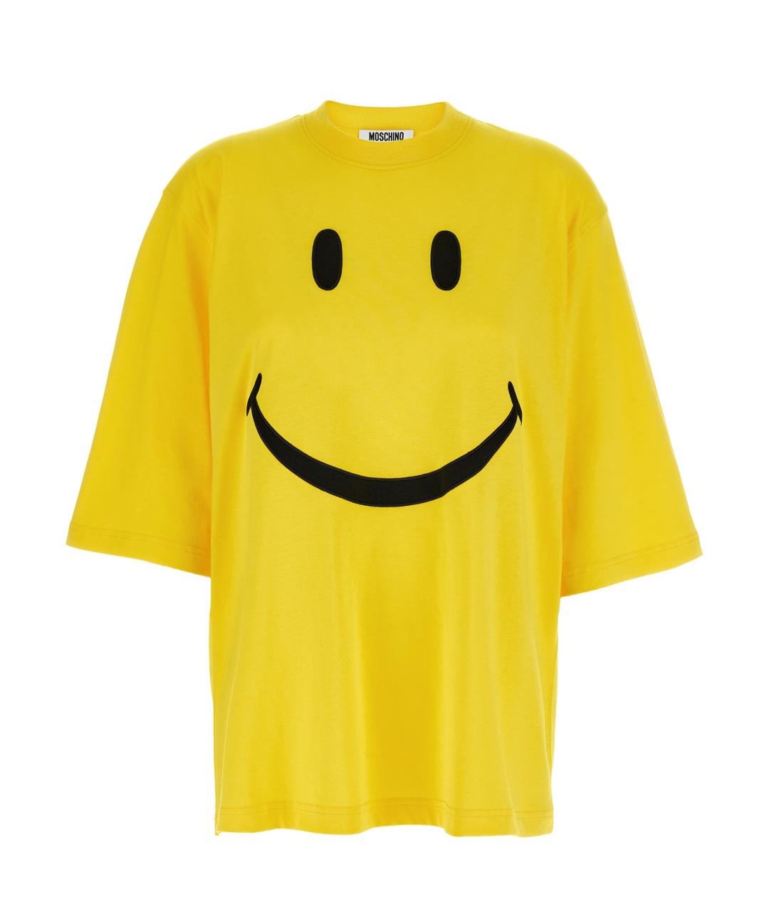 MOSCHINO Желтая хлопковая футболка, фото 1