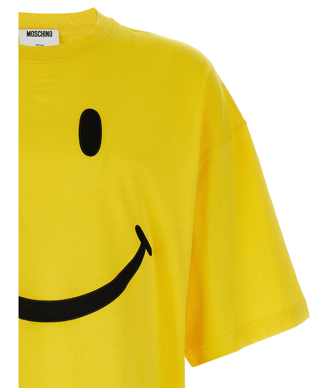 MOSCHINO Желтая хлопковая футболка, фото 3