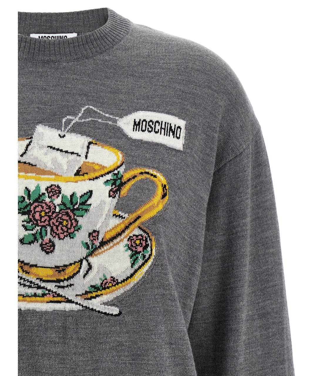 MOSCHINO Серый шерстяной джемпер / свитер, фото 3